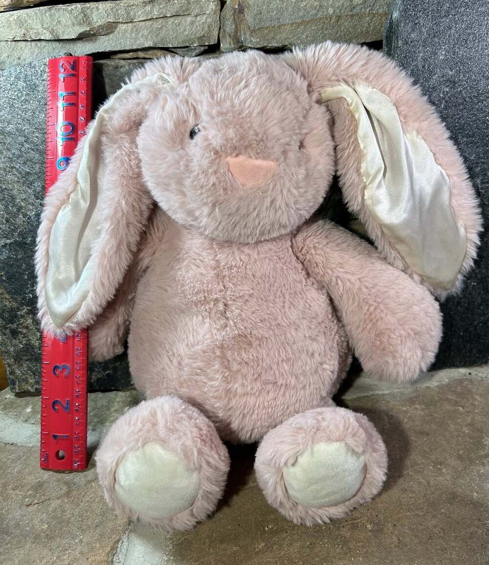 Spark Create Imagine Dusty Pink Rattle Plush Bunny Satin Ears 14"READ